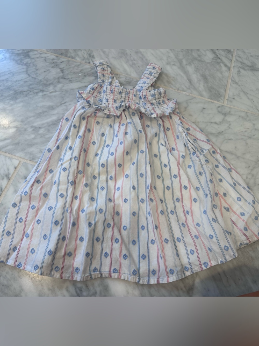 Cat & Jack White Dress with Red and Blue Stripes